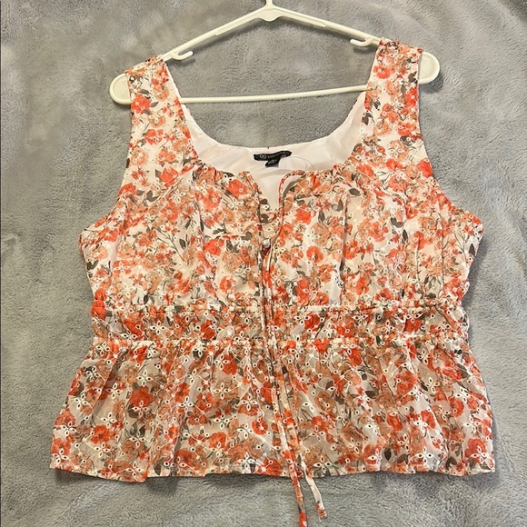 Versona Women’s Floral Sleeveless Top - Orange and White. NWOT - Picture 1 of 7